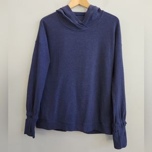 Lululemon Women’s Navy Blue Activewear Pleated Running Hoodie Thumbhole Size 8